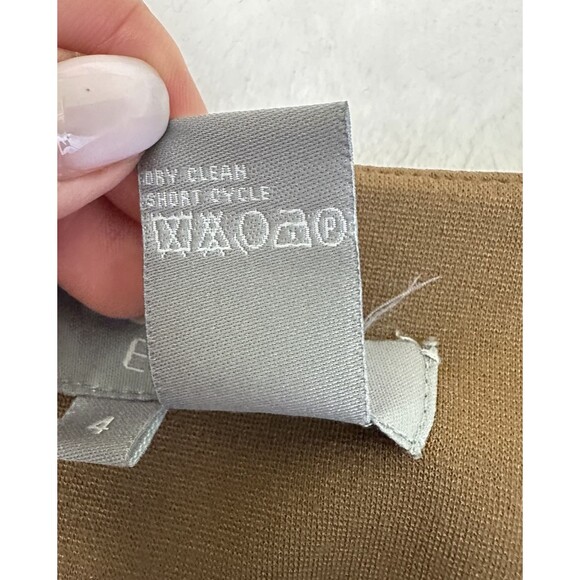 ECCOCI Women's Dark Beige A-Line Flounce Hem Knee-Length Stretch Skirt Sz 4 - Picture 6 of 8